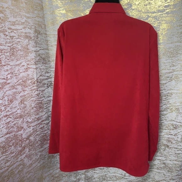 Vintage 🧚‍♀️Tradition Hot Red Long Sleeve Button Up Shirt Blouse Size M - Picture 7 of 11